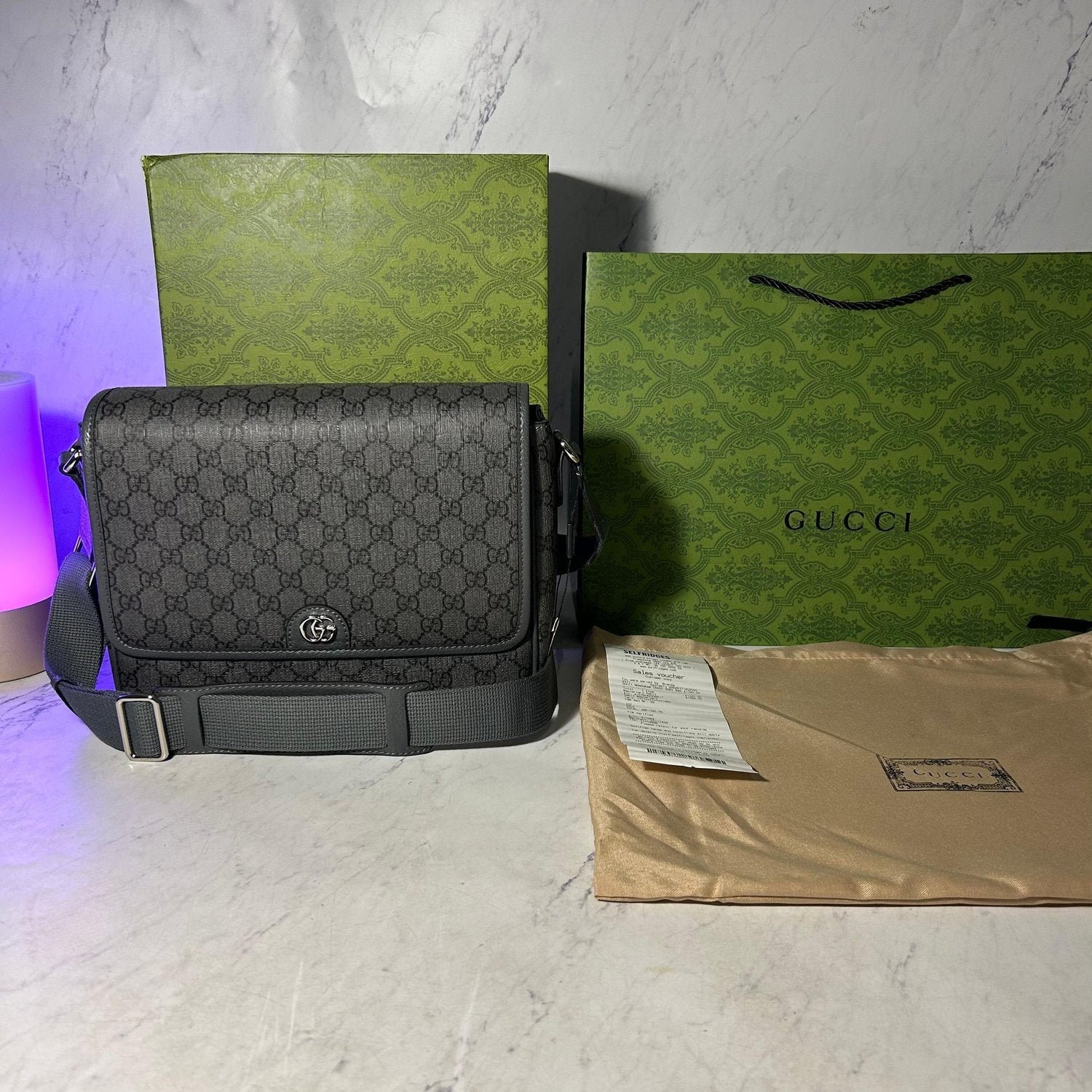 GUCCI MONOGRAM PATTERN MESSENGER BAG