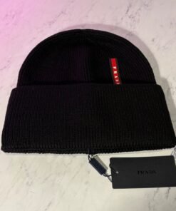 Alternative view of PRADA  RED STRIPE BEANIE